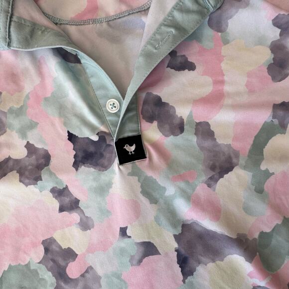 BAD BIRDIE Pastel Camo GOLF POLO SHIRT medium pink blue - Picture 3 of 9